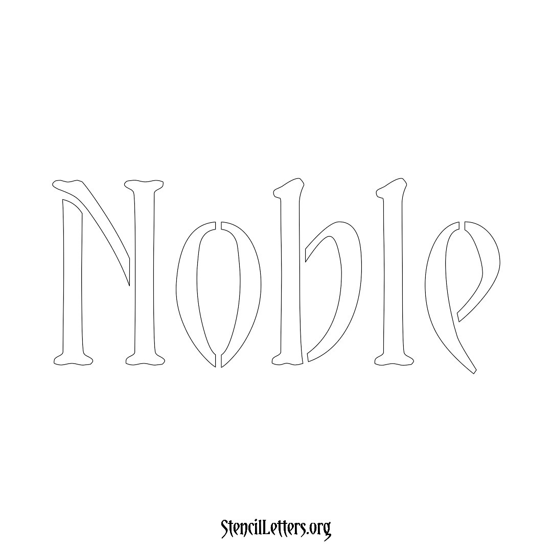 Noble name stencil in Vintage Brush Lettering