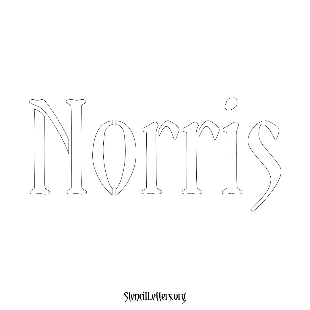 Norris name stencil in Vintage Brush Lettering