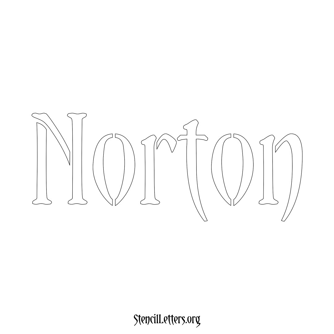 Norton name stencil in Vintage Brush Lettering