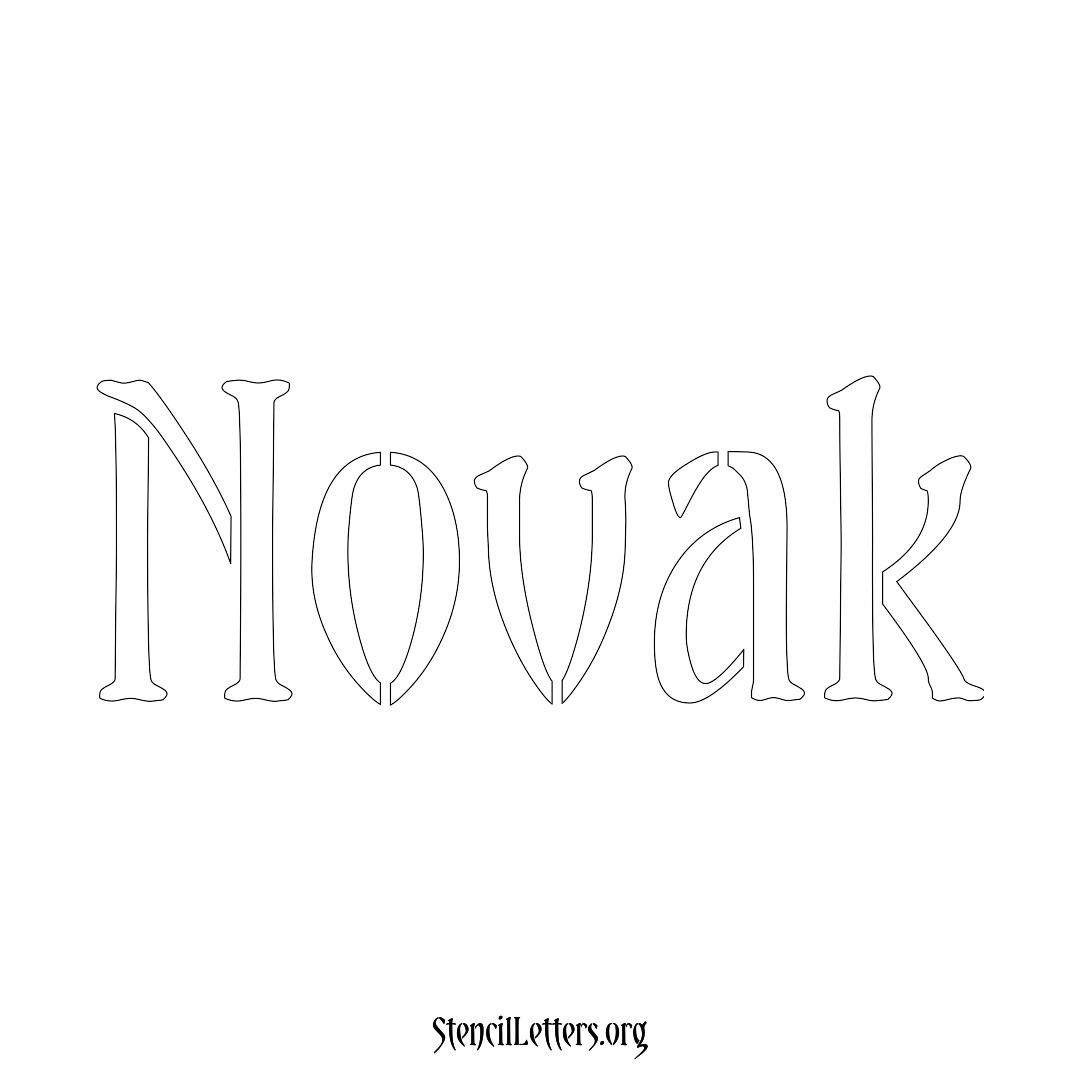 Novak name stencil in Vintage Brush Lettering