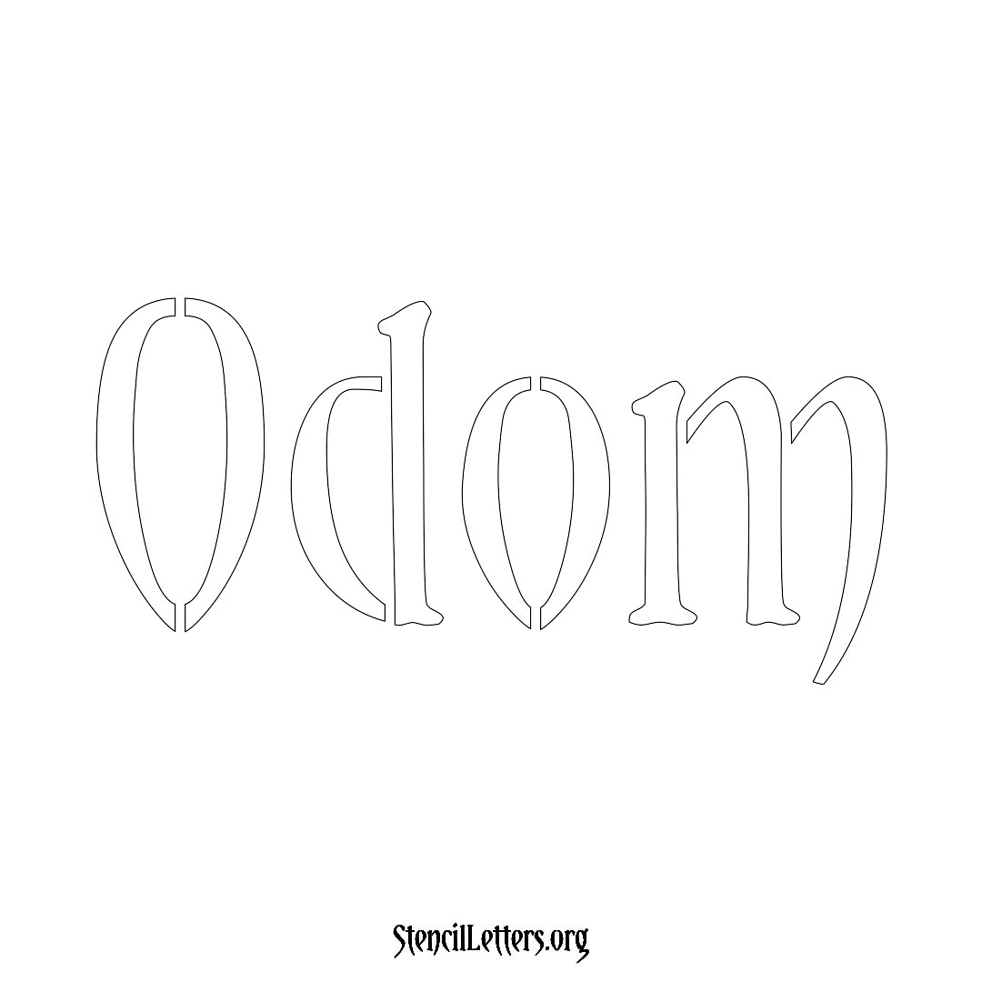 Odom name stencil in Vintage Brush Lettering