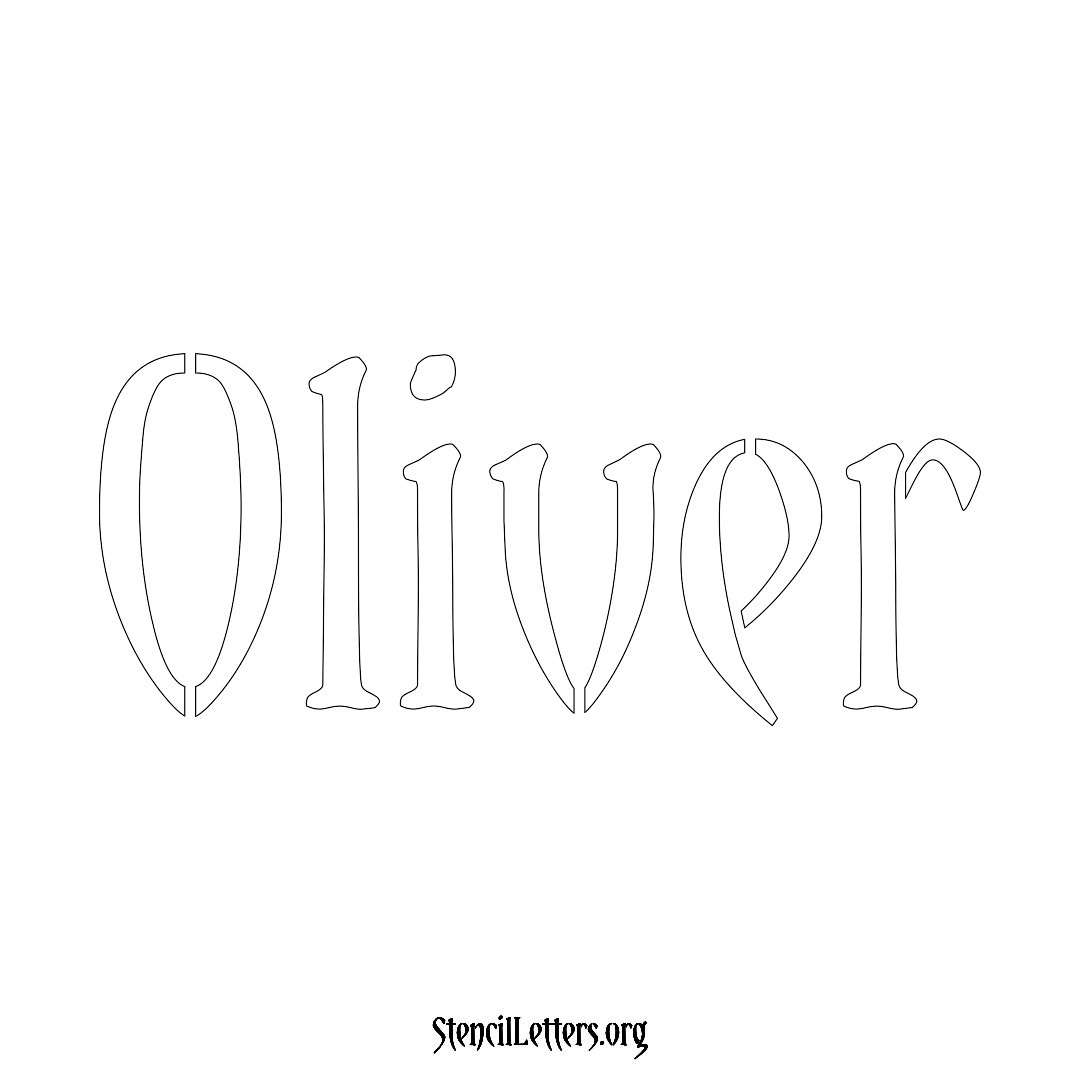 Oliver name stencil in Vintage Brush Lettering