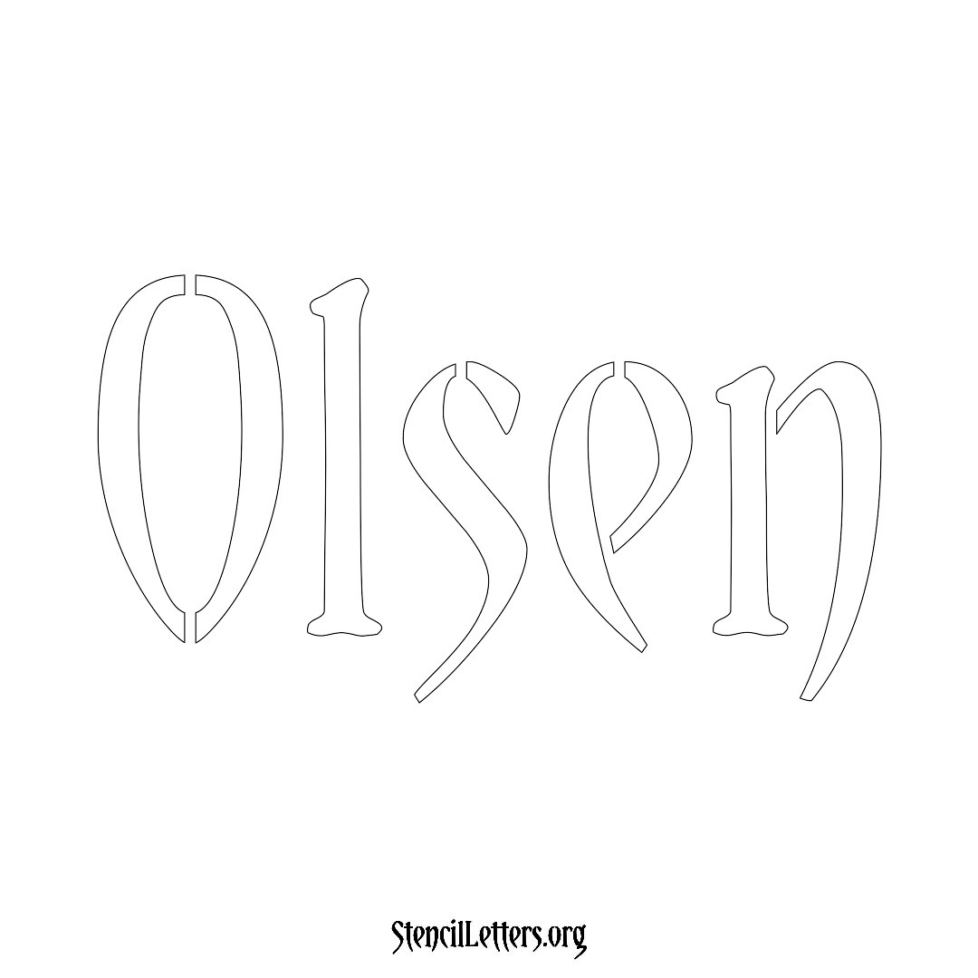 Olsen name stencil in Vintage Brush Lettering