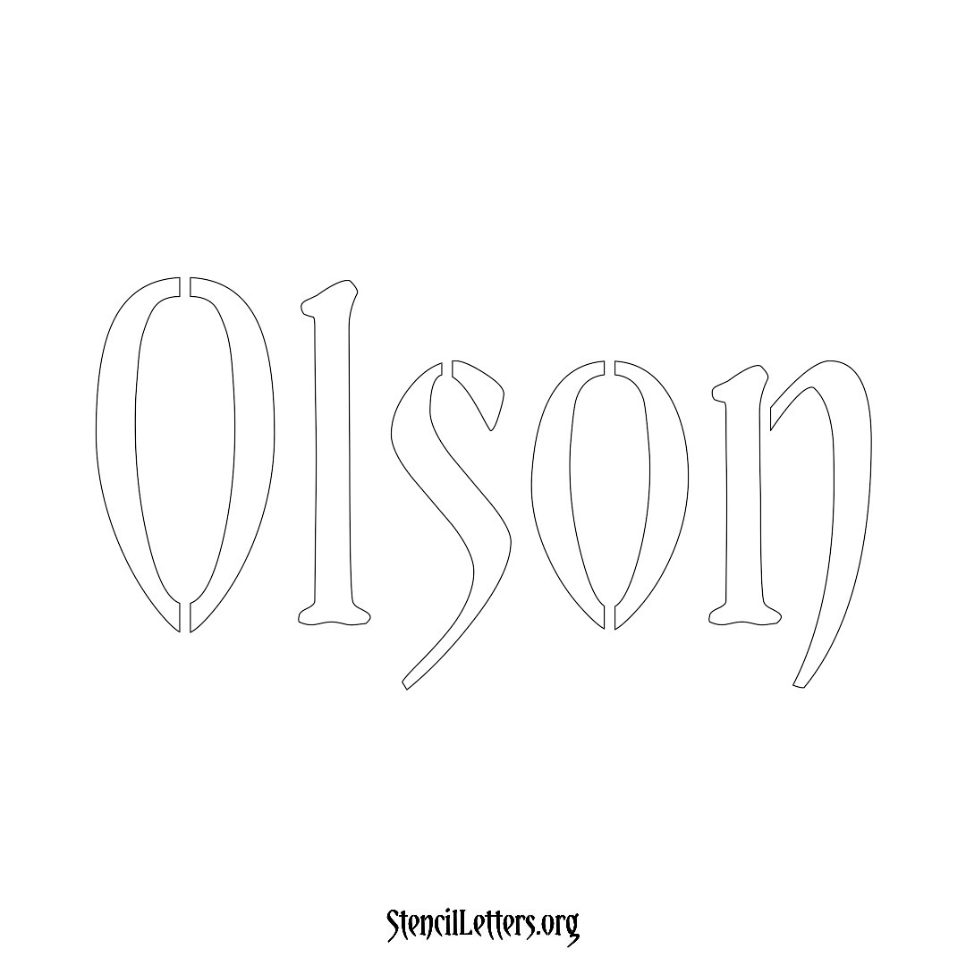 Olson name stencil in Vintage Brush Lettering