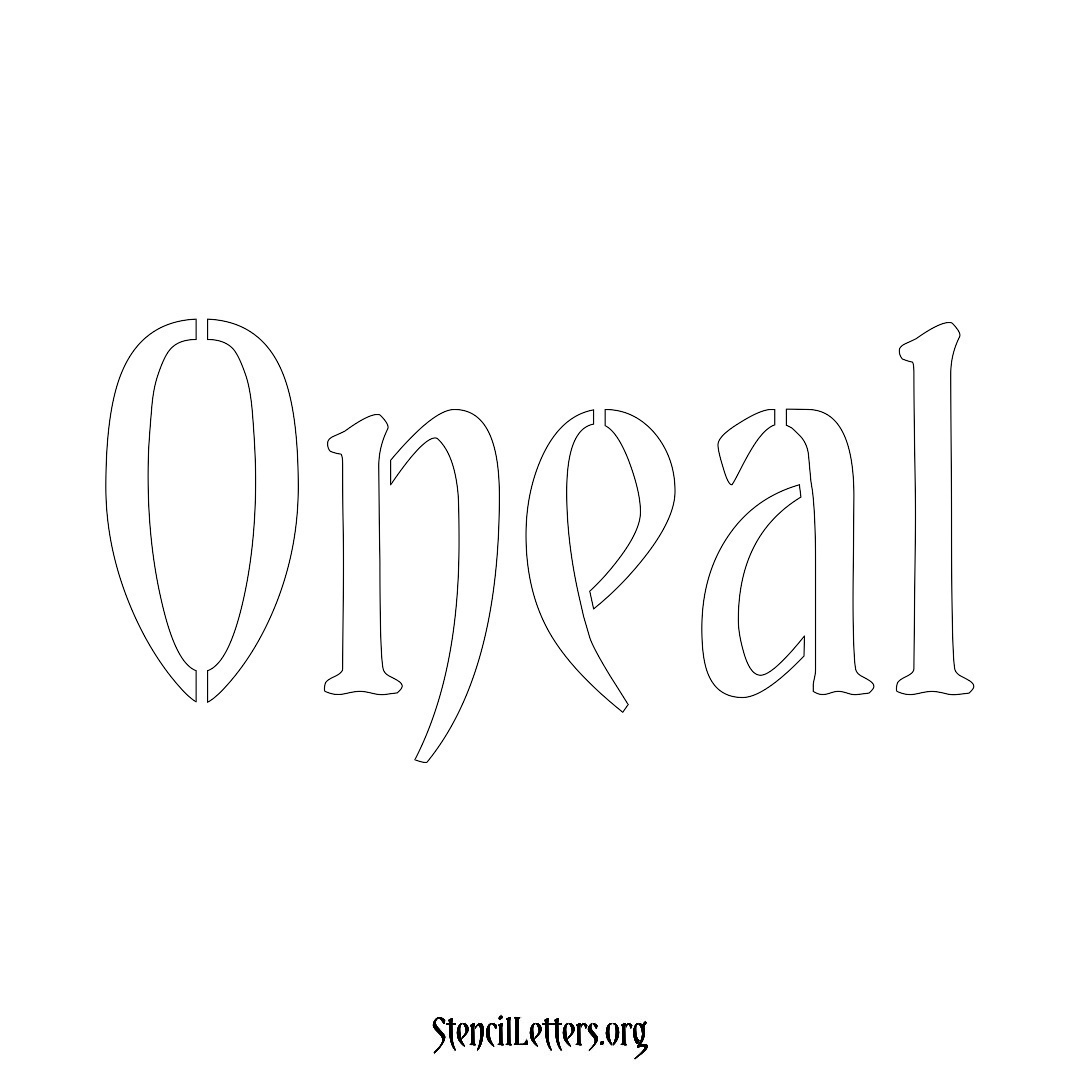 Oneal name stencil in Vintage Brush Lettering