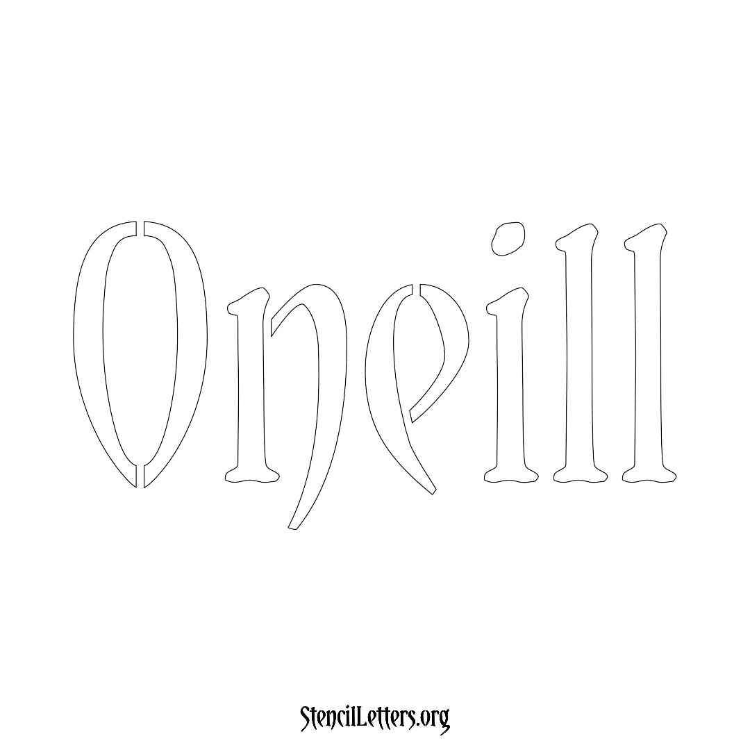 Oneill name stencil in Vintage Brush Lettering