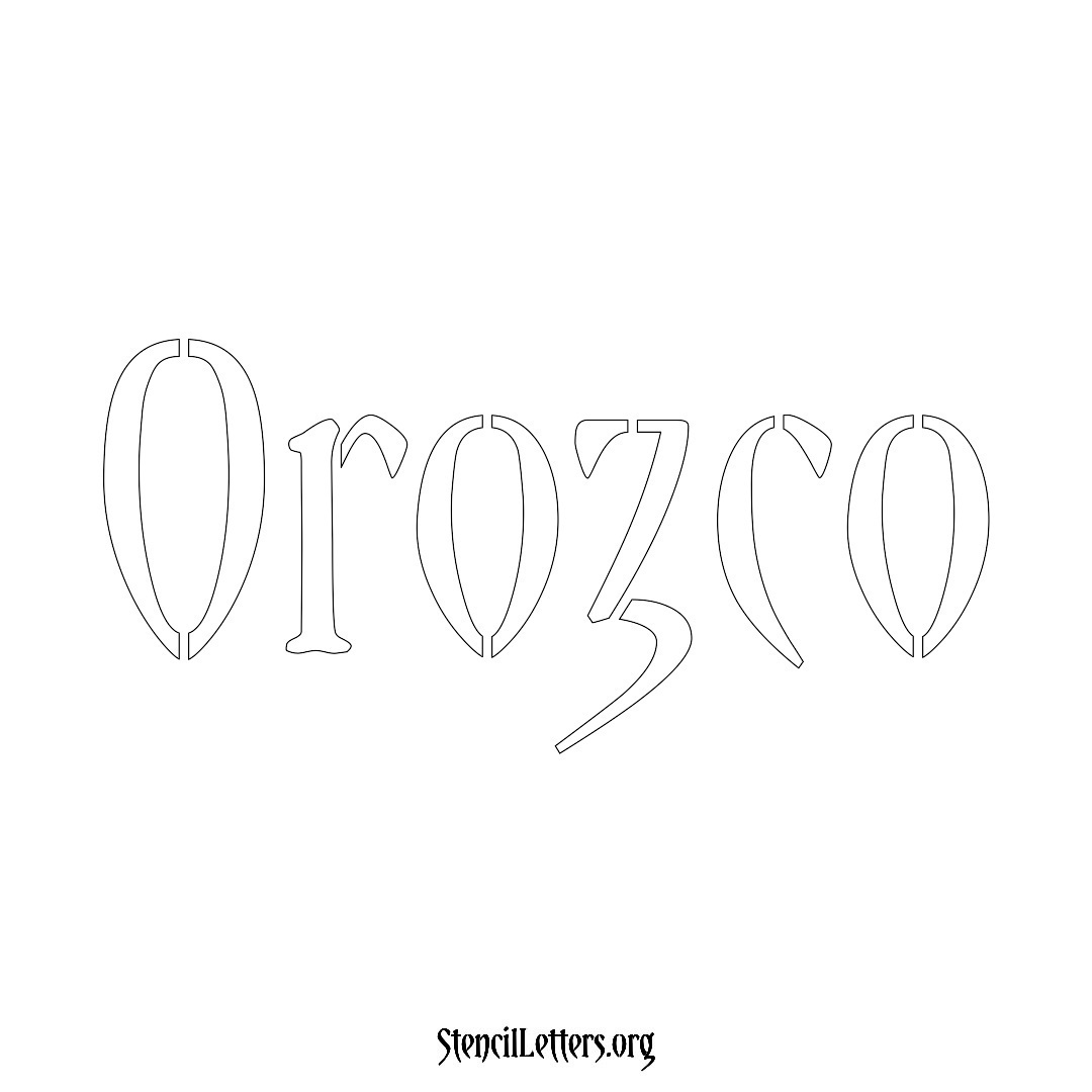 Orozco name stencil in Vintage Brush Lettering