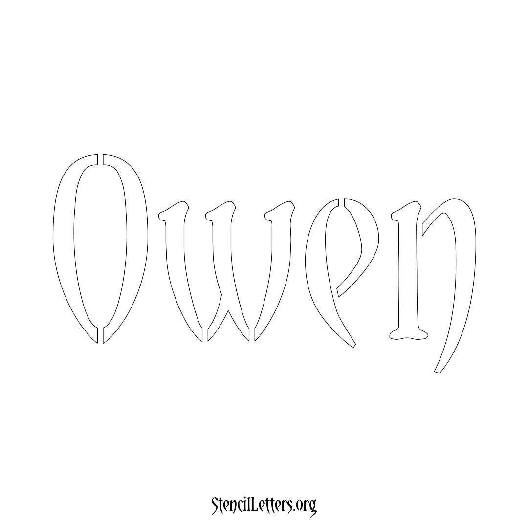 Owen name stencil in Vintage Brush Lettering