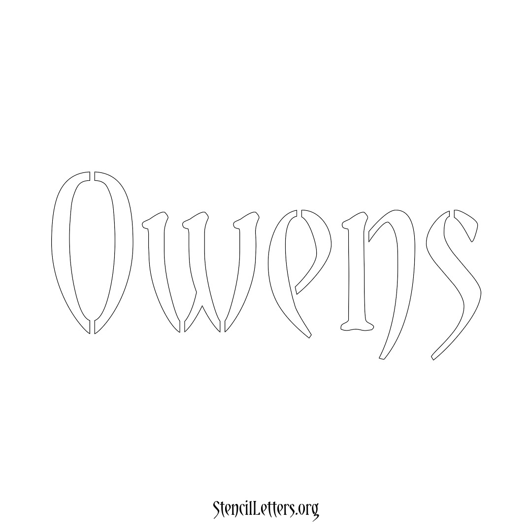 Owens name stencil in Vintage Brush Lettering