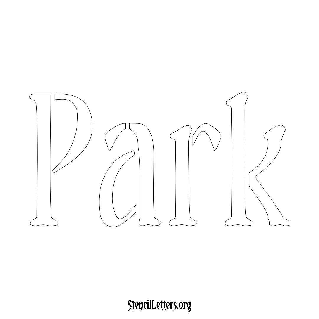 Park name stencil in Vintage Brush Lettering