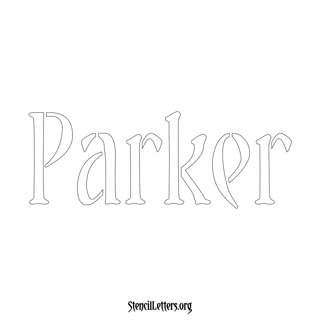 Parker name stencil in Vintage Brush Lettering