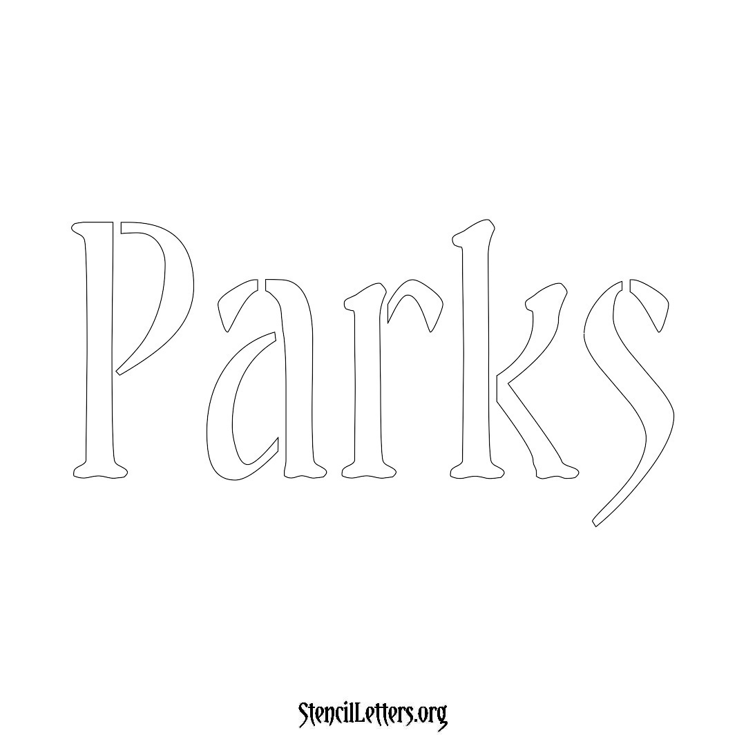 Parks name stencil in Vintage Brush Lettering