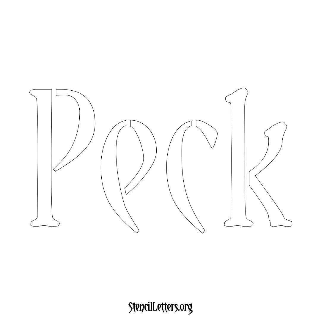 Peck name stencil in Vintage Brush Lettering