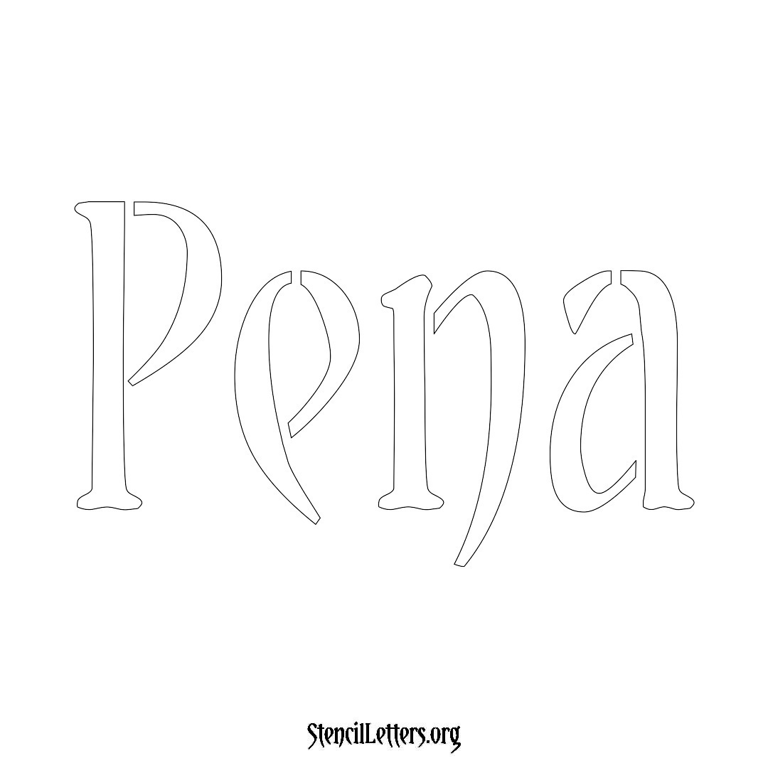 Pena name stencil in Vintage Brush Lettering