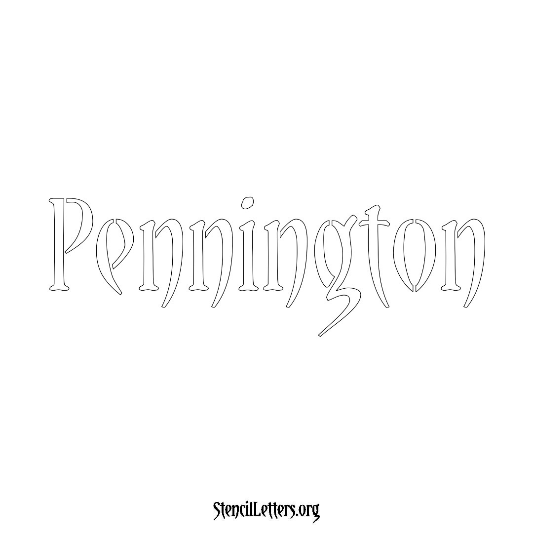 Pennington name stencil in Vintage Brush Lettering