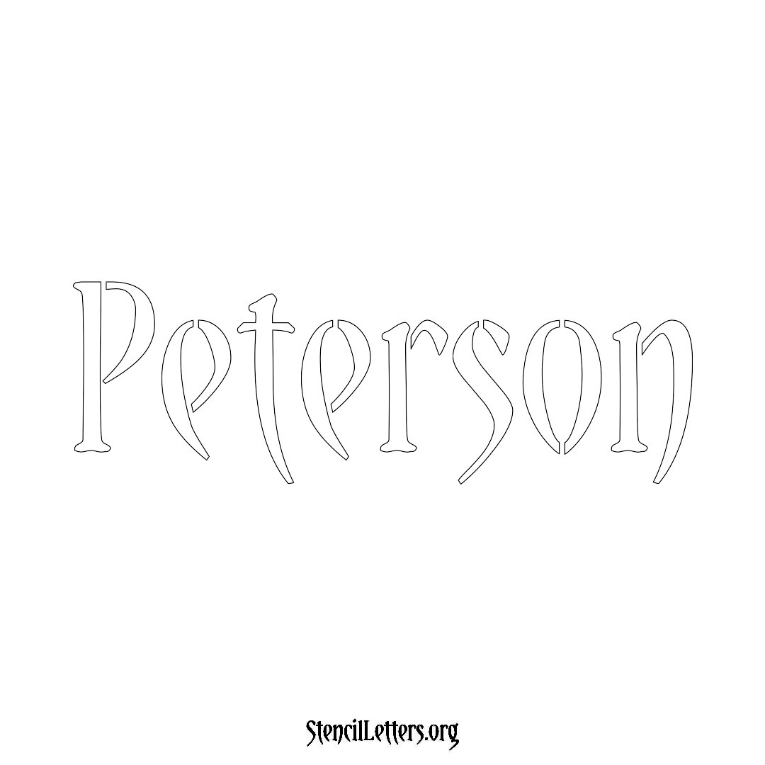 Peterson name stencil in Vintage Brush Lettering