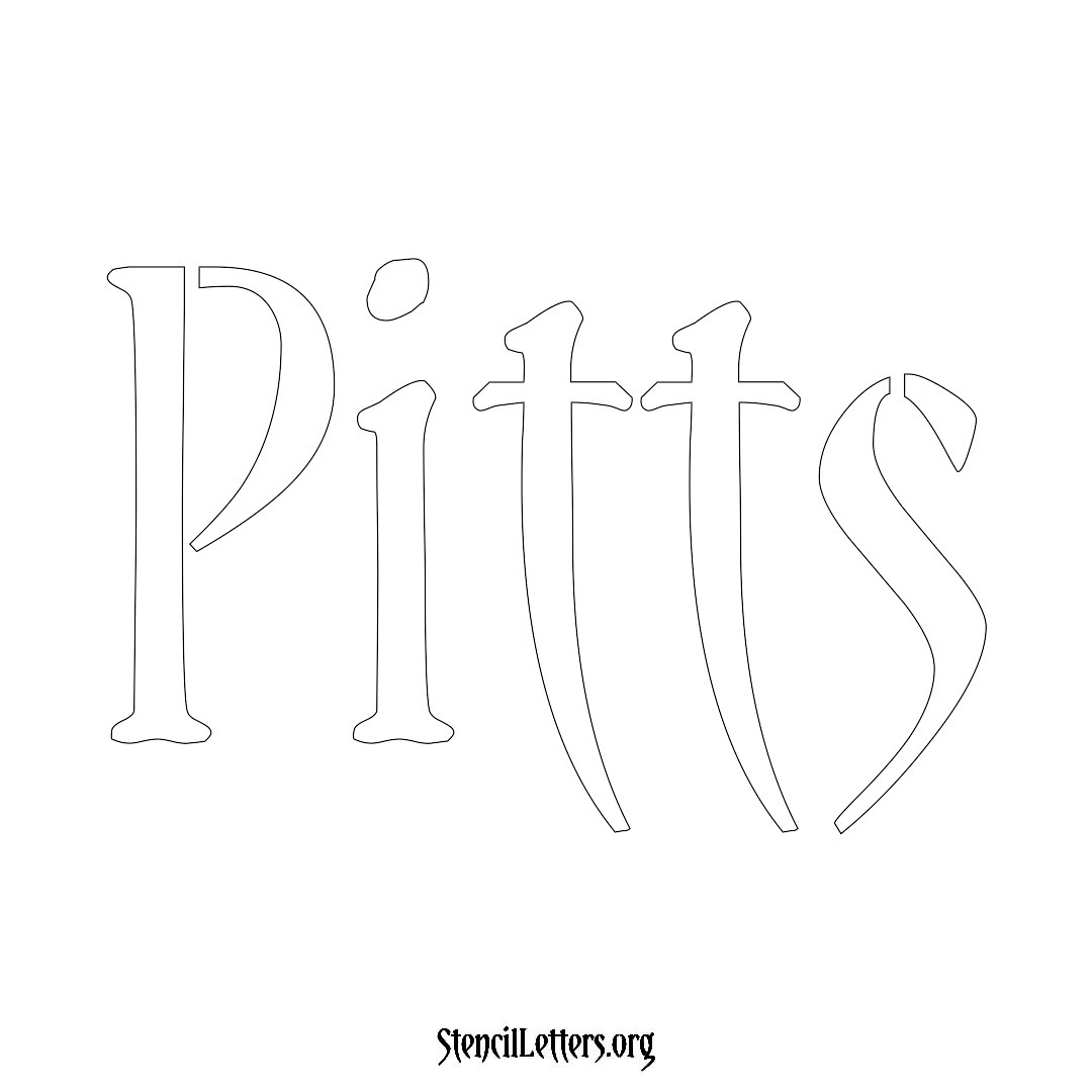 Pitts name stencil in Vintage Brush Lettering