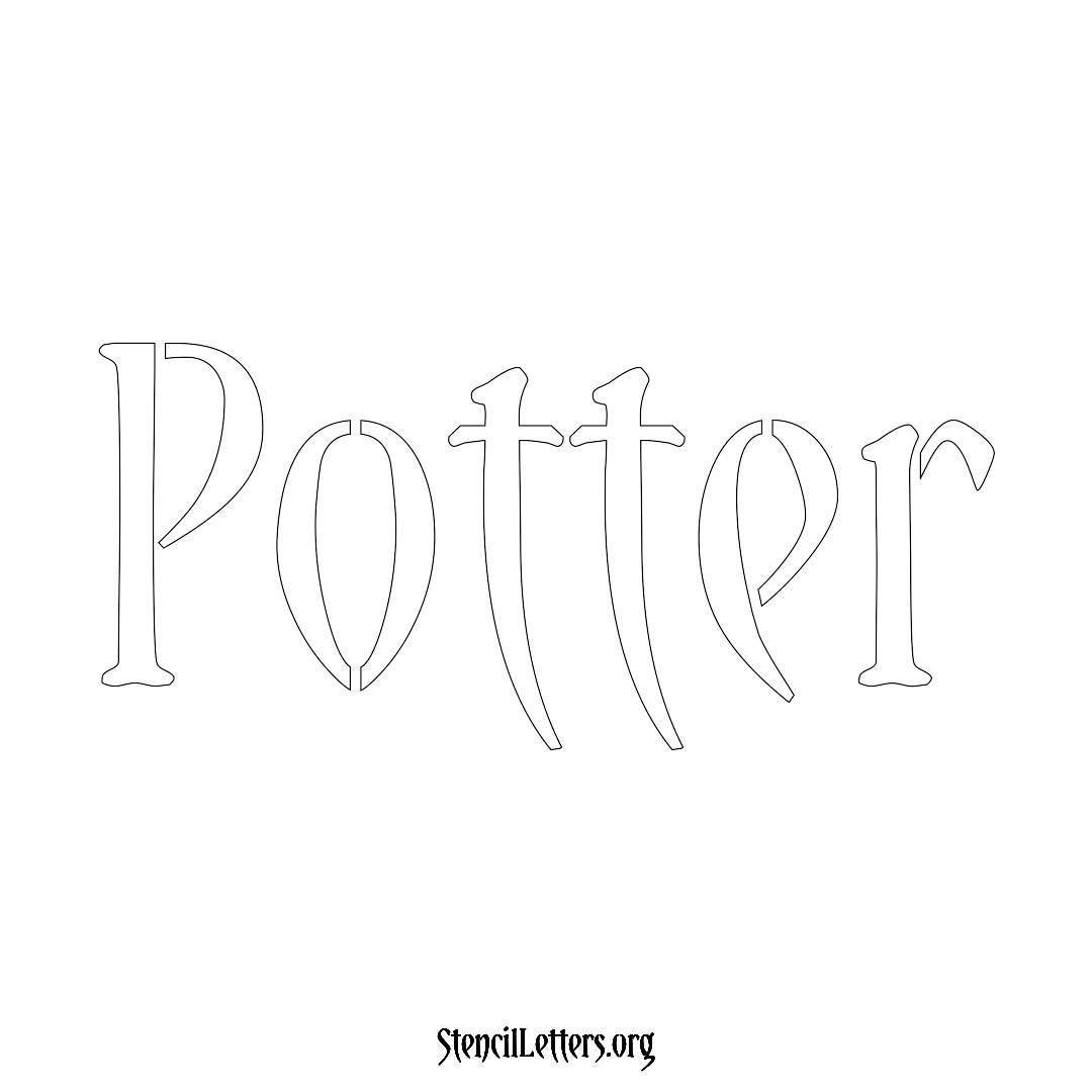 Potter name stencil in Vintage Brush Lettering