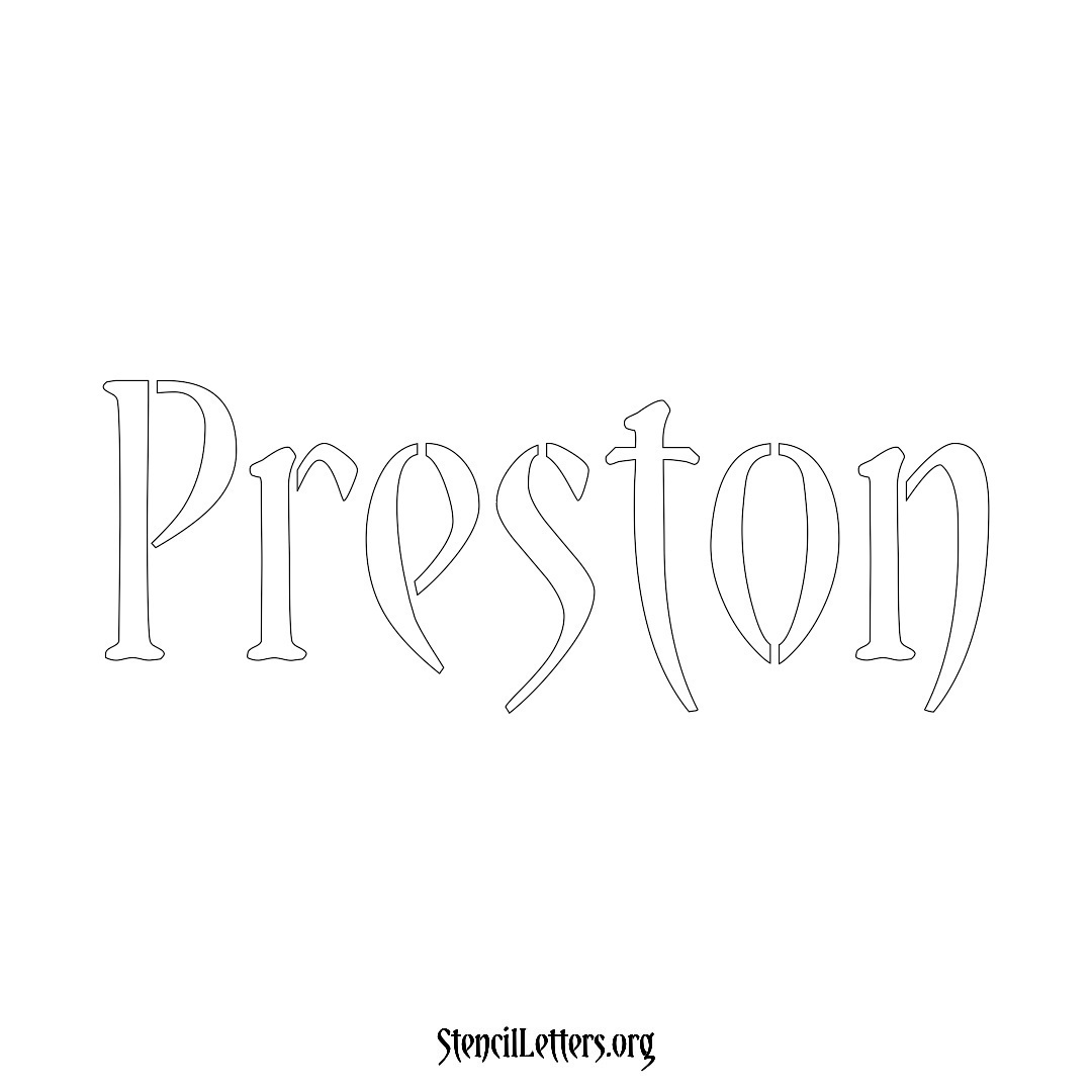 Preston name stencil in Vintage Brush Lettering