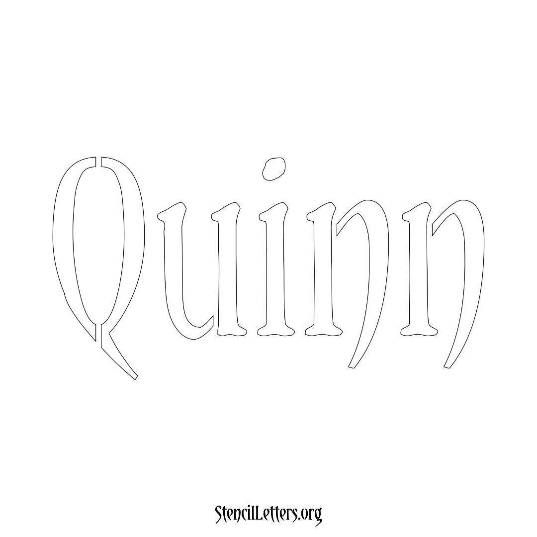 Quinn name stencil in Vintage Brush Lettering