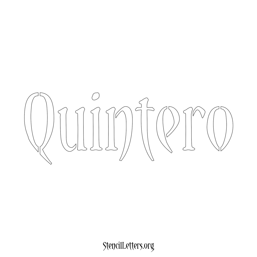 Quintero name stencil in Vintage Brush Lettering