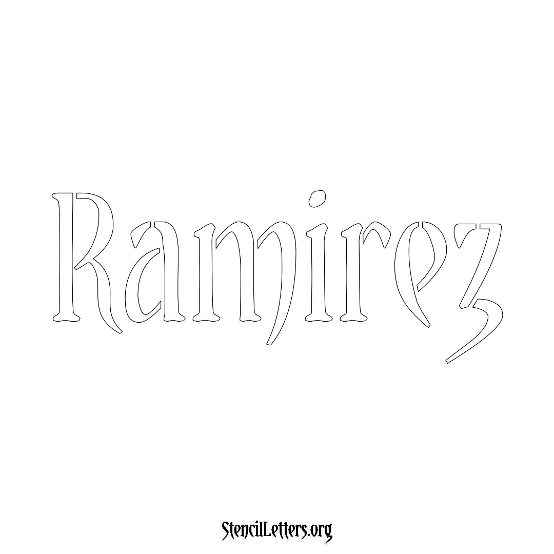 Ramirez name stencil in Vintage Brush Lettering