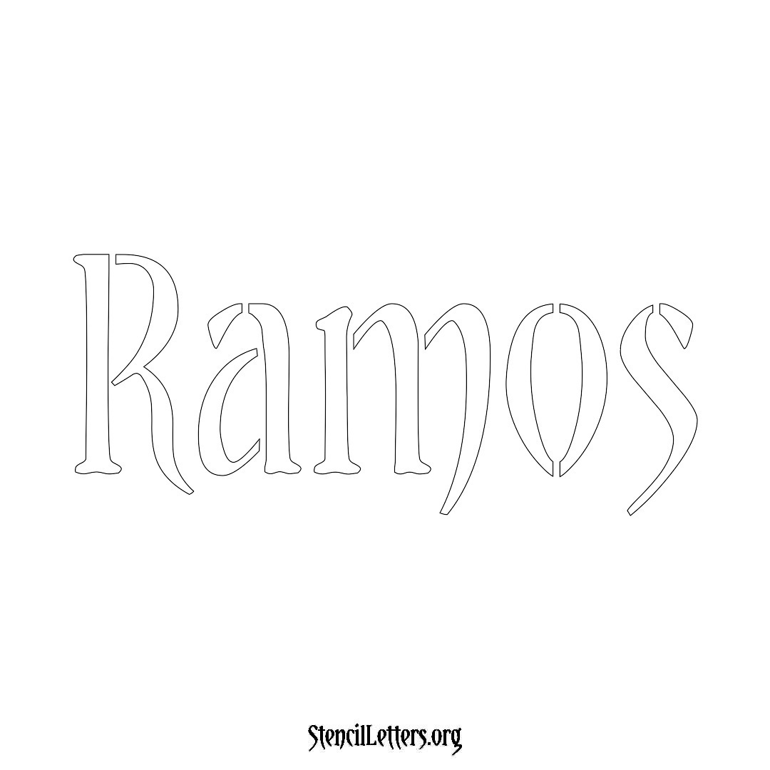 Ramos name stencil in Vintage Brush Lettering