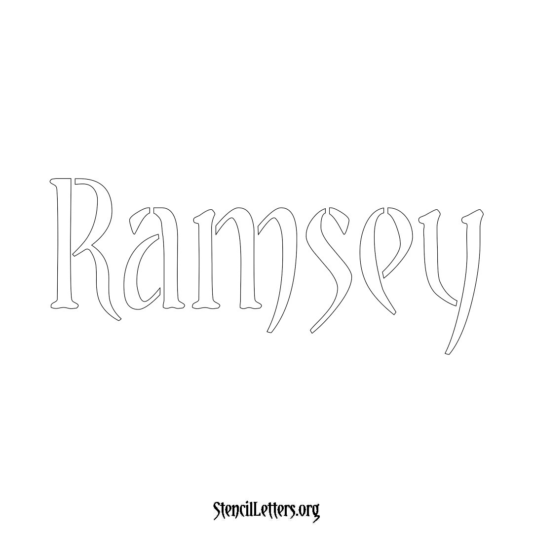 Ramsey name stencil in Vintage Brush Lettering