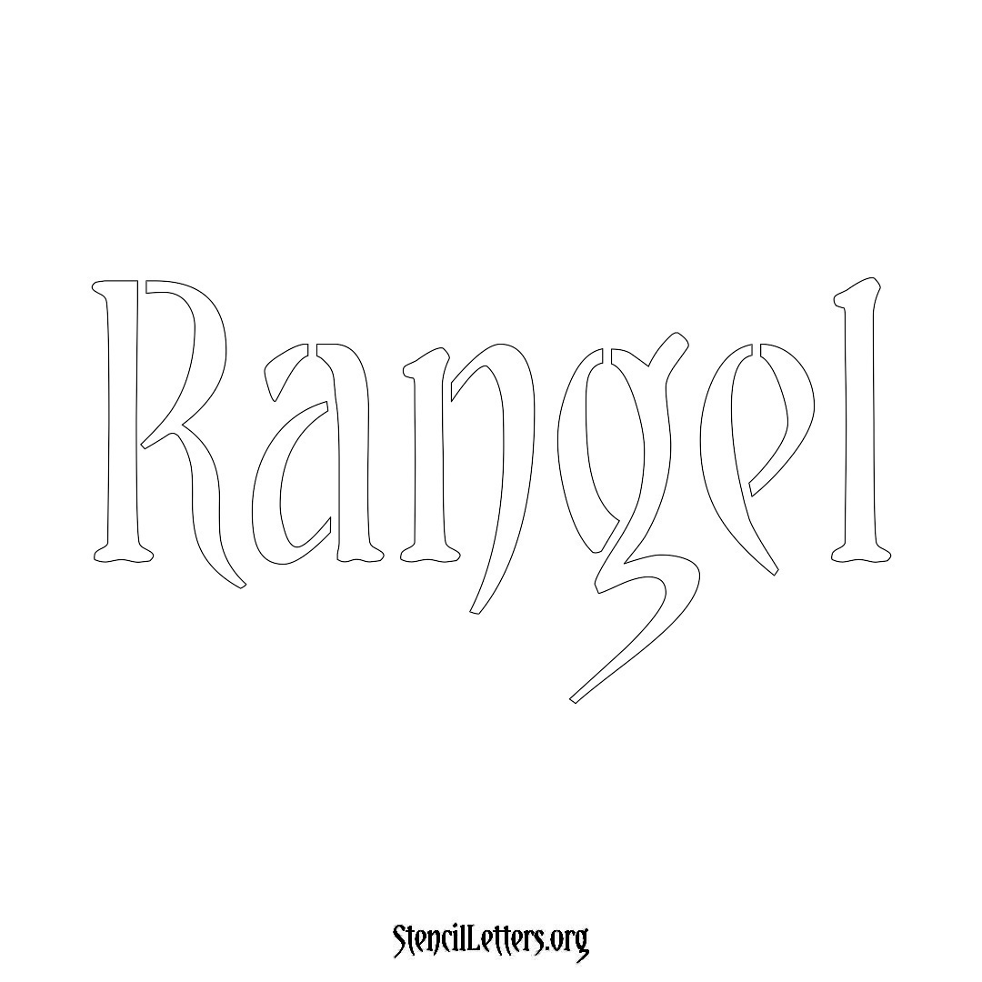 Rangel name stencil in Vintage Brush Lettering