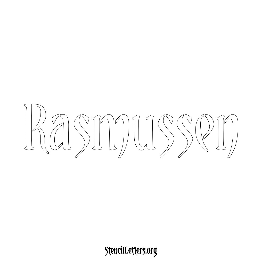 Rasmussen name stencil in Vintage Brush Lettering