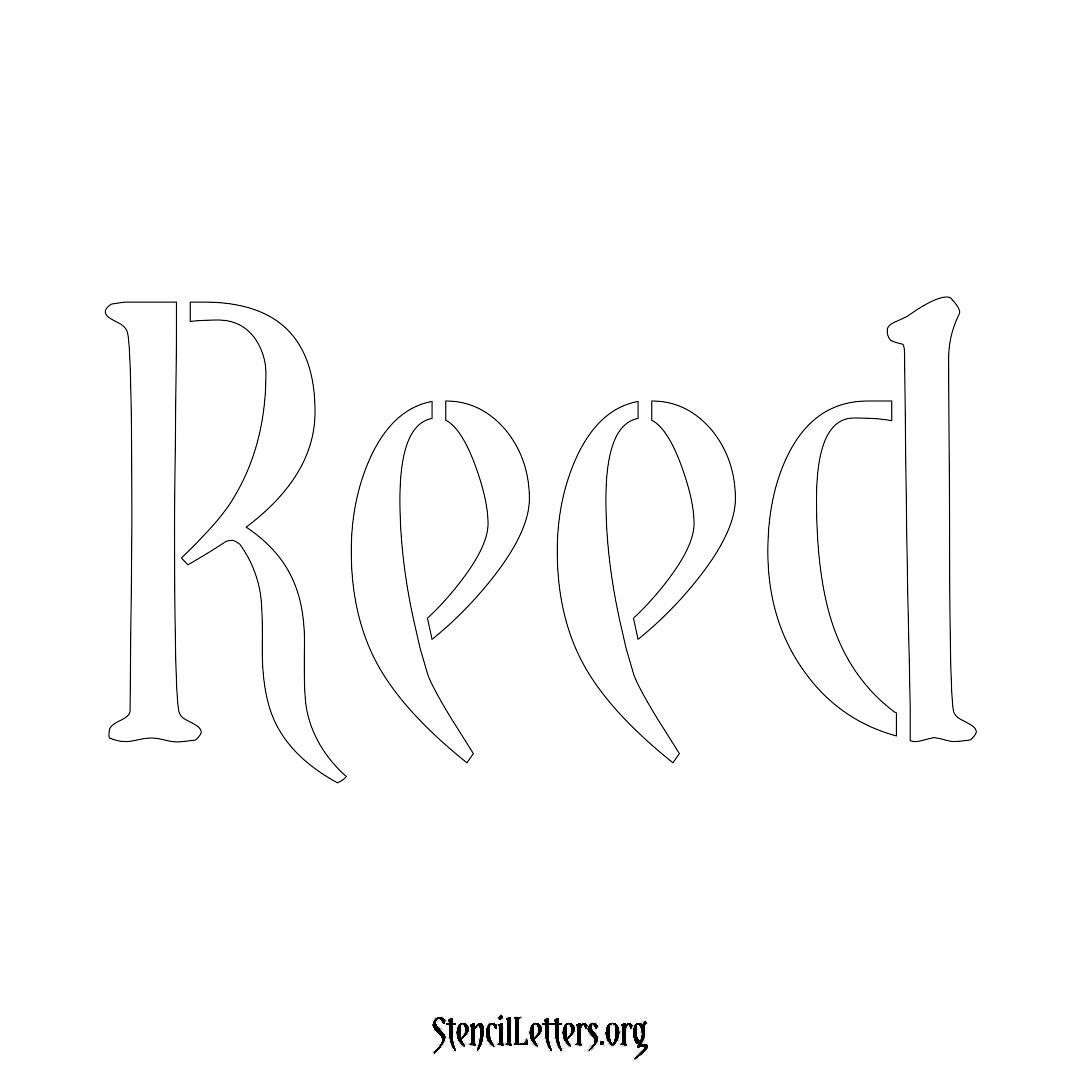 Reed name stencil in Vintage Brush Lettering