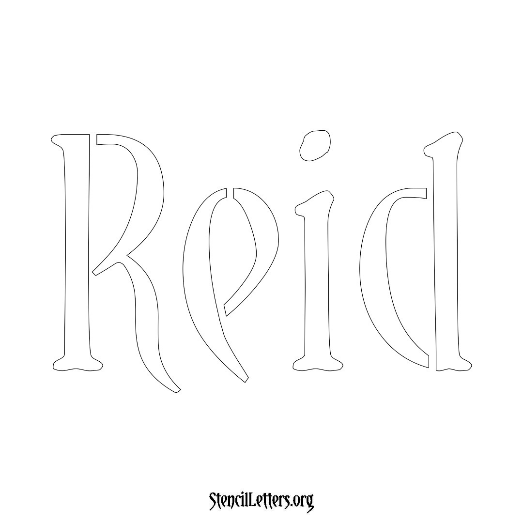 Reid name stencil in Vintage Brush Lettering