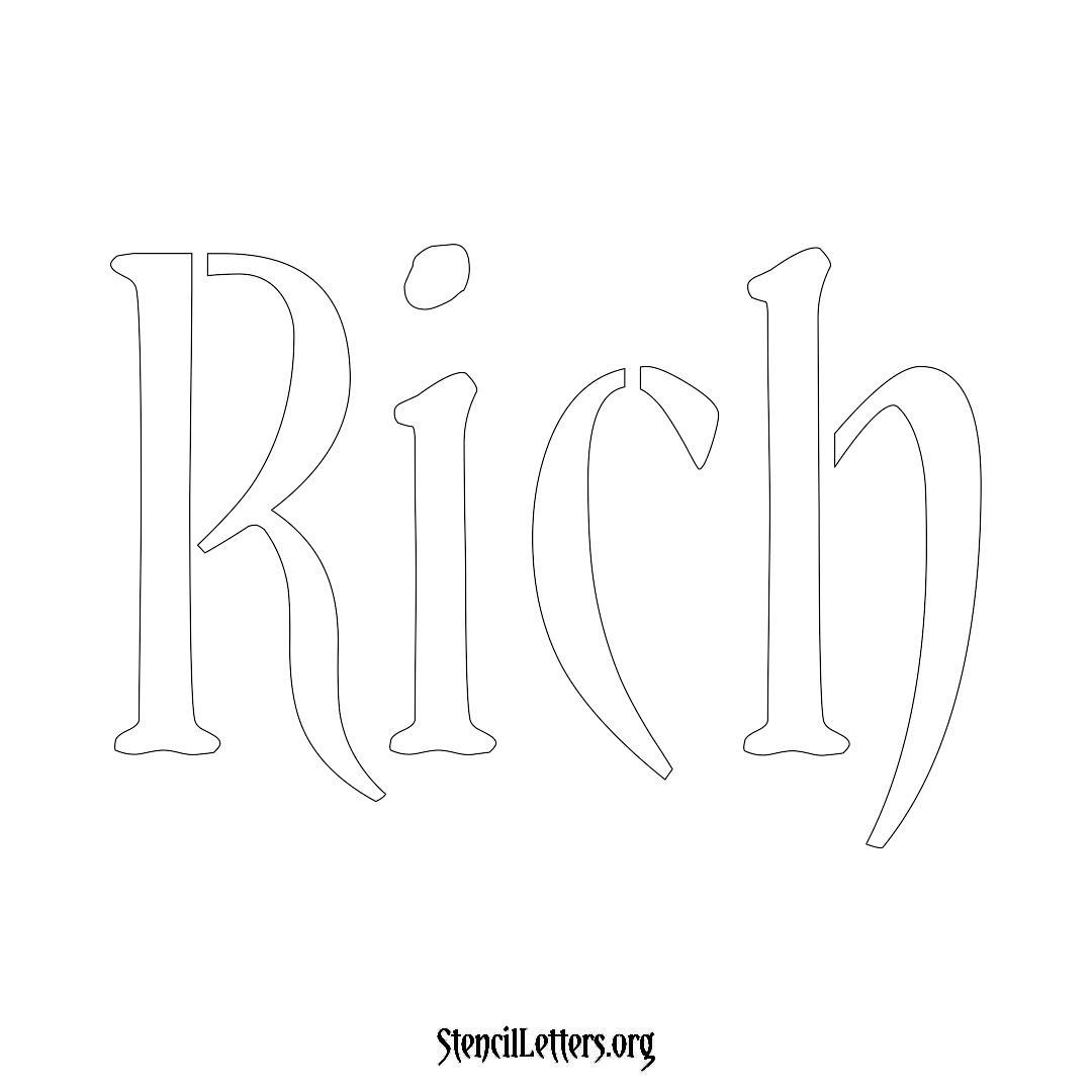 Rich name stencil in Vintage Brush Lettering