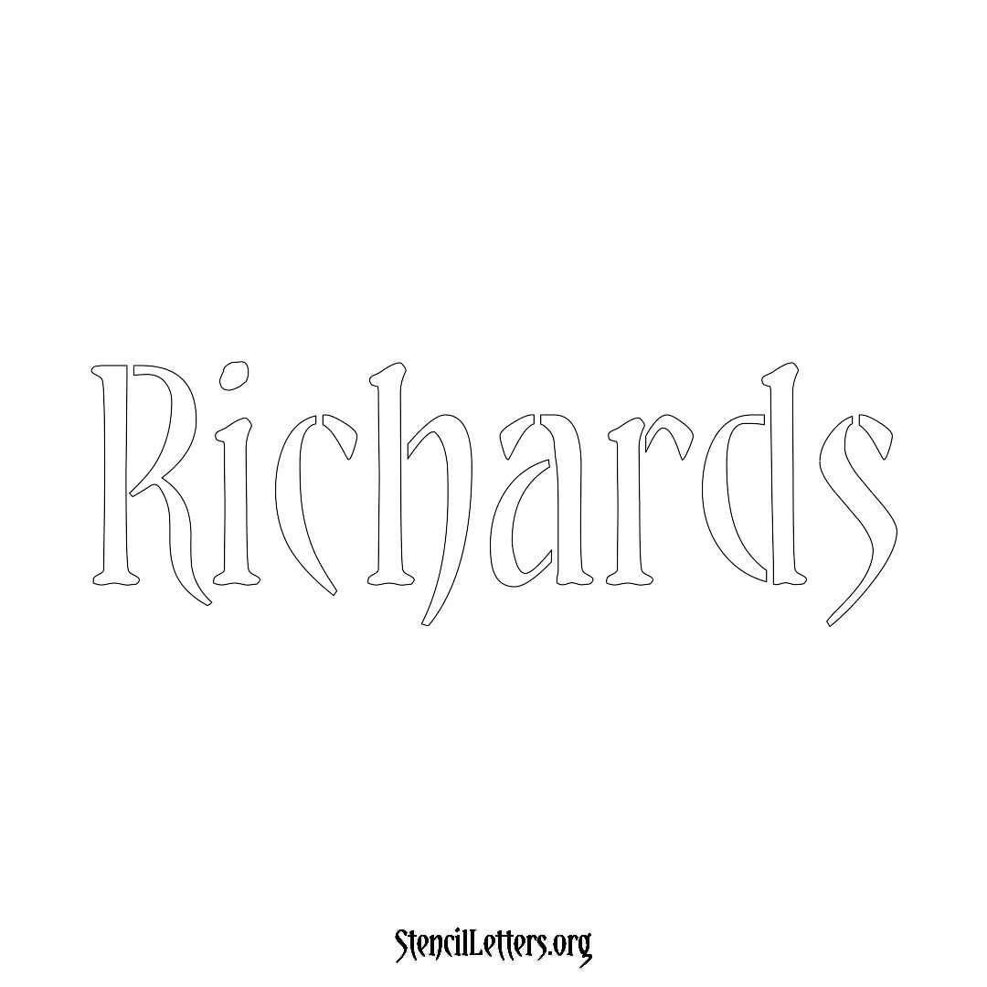Richards name stencil in Vintage Brush Lettering