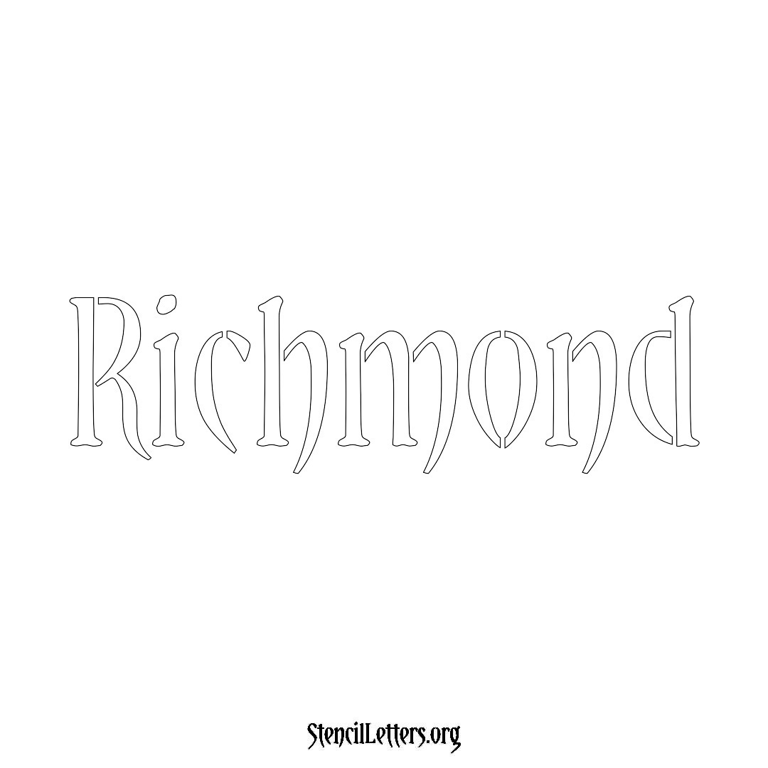 Richmond name stencil in Vintage Brush Lettering