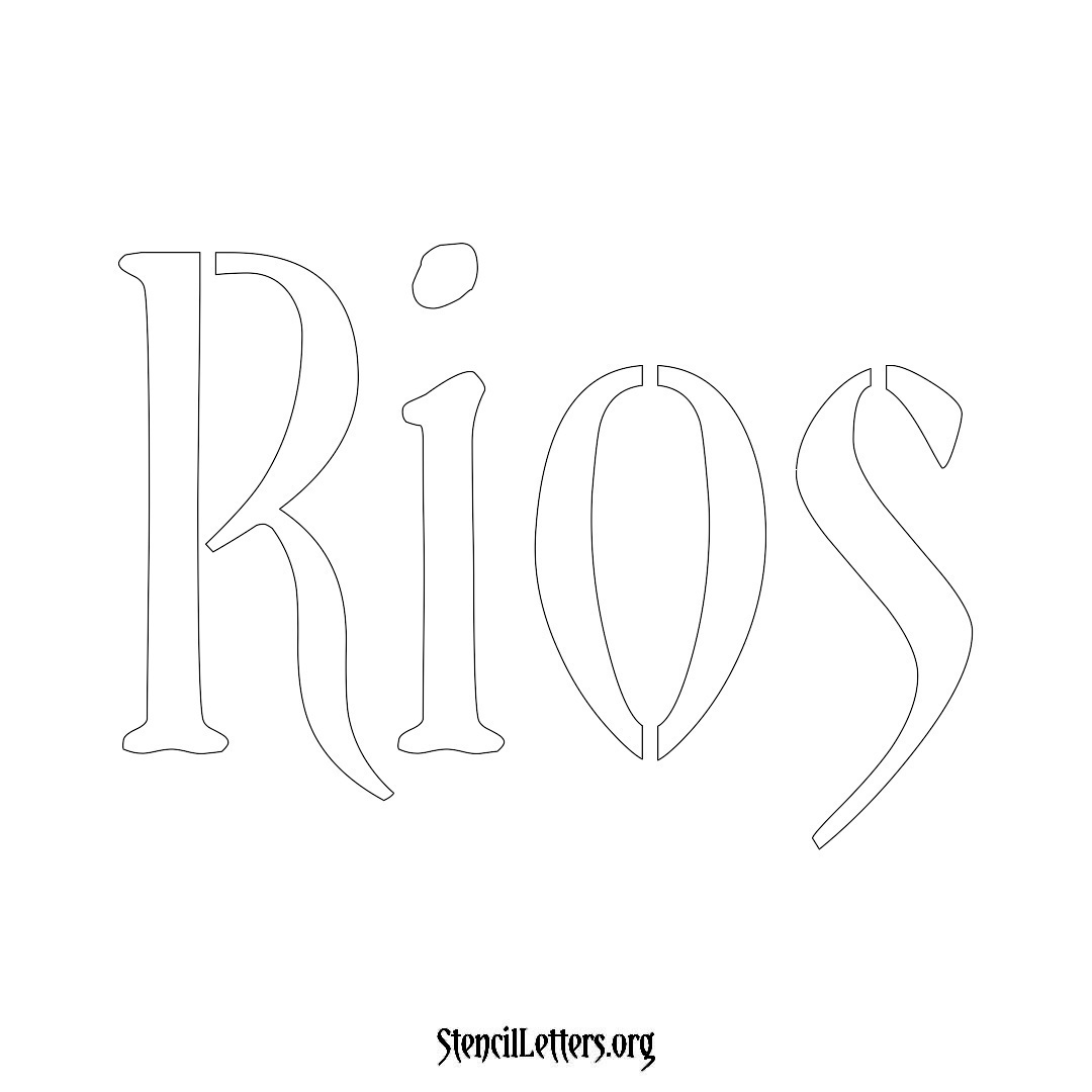 Rios name stencil in Vintage Brush Lettering