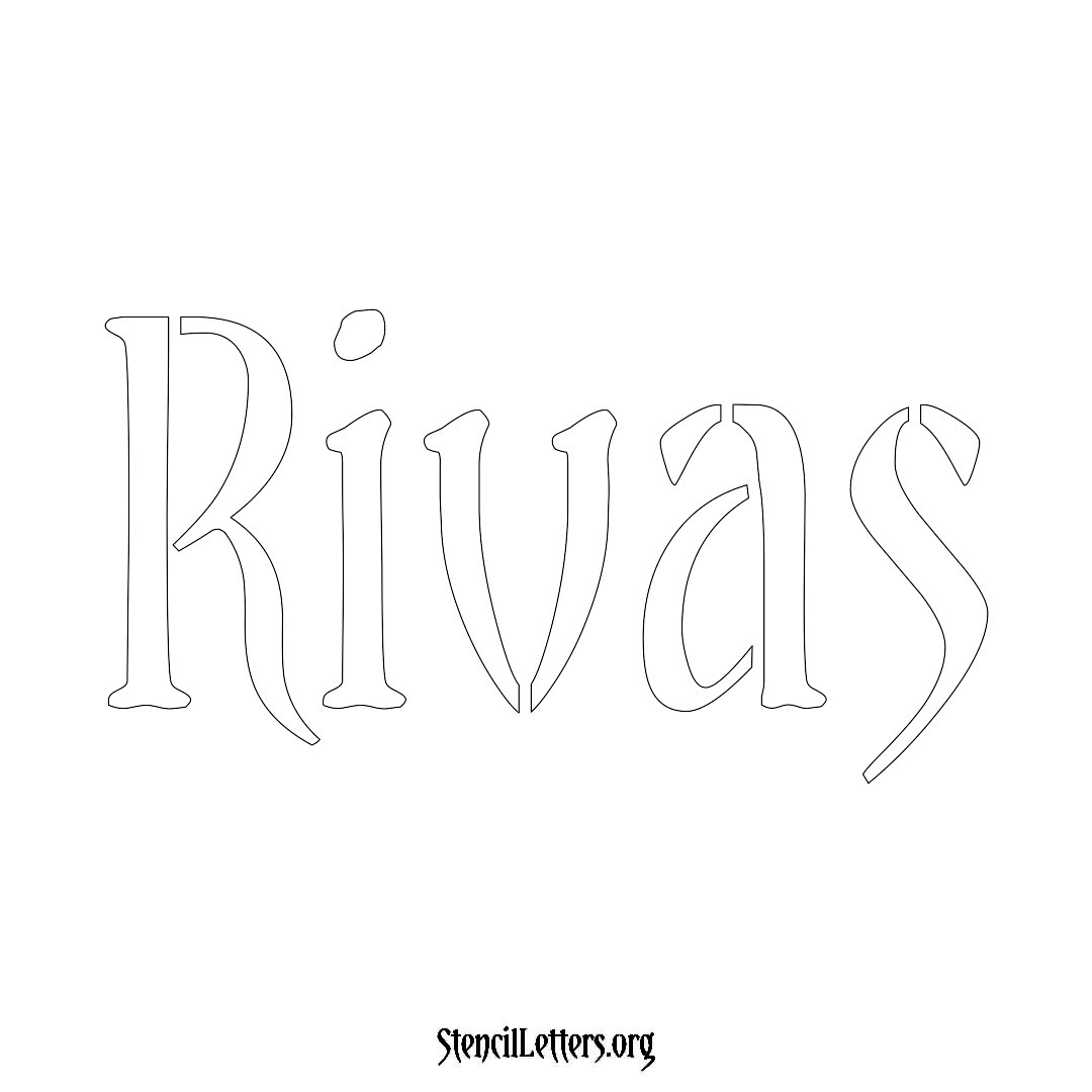 Rivas name stencil in Vintage Brush Lettering