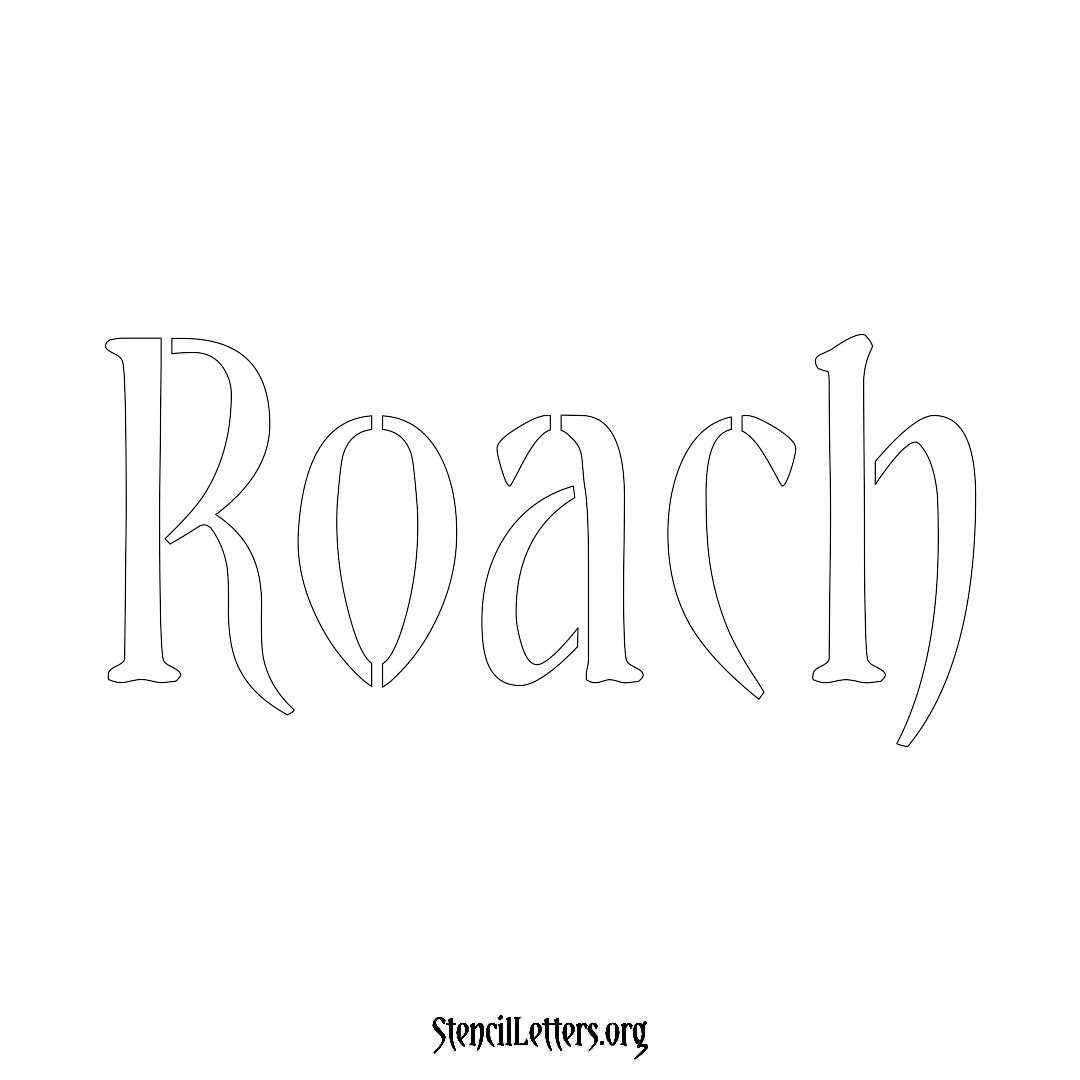 Roach name stencil in Vintage Brush Lettering