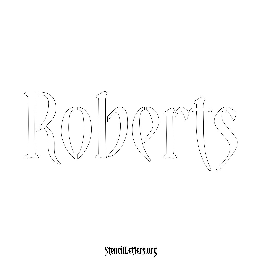 Roberts name stencil in Vintage Brush Lettering