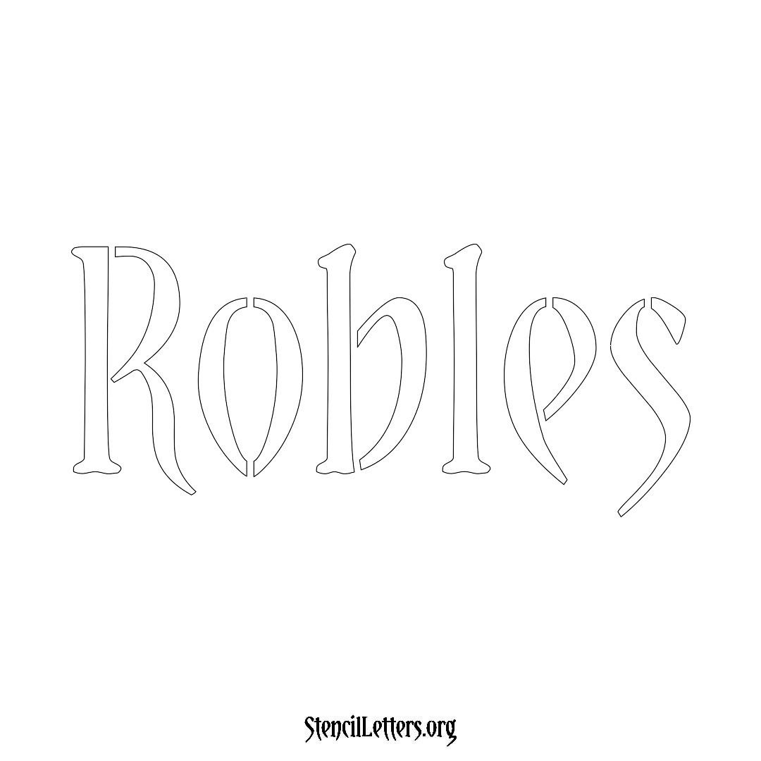 Robles name stencil in Vintage Brush Lettering