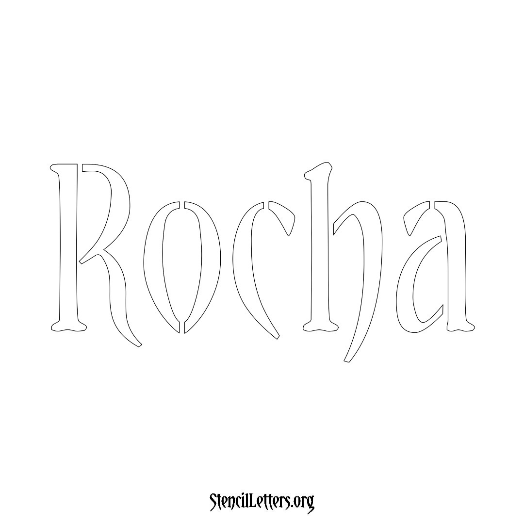 Rocha name stencil in Vintage Brush Lettering