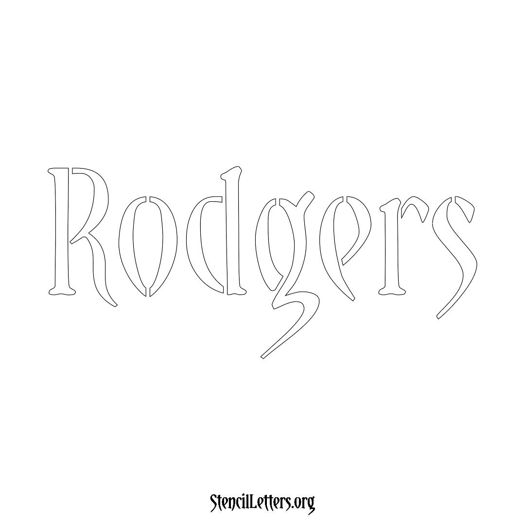 Rodgers name stencil in Vintage Brush Lettering