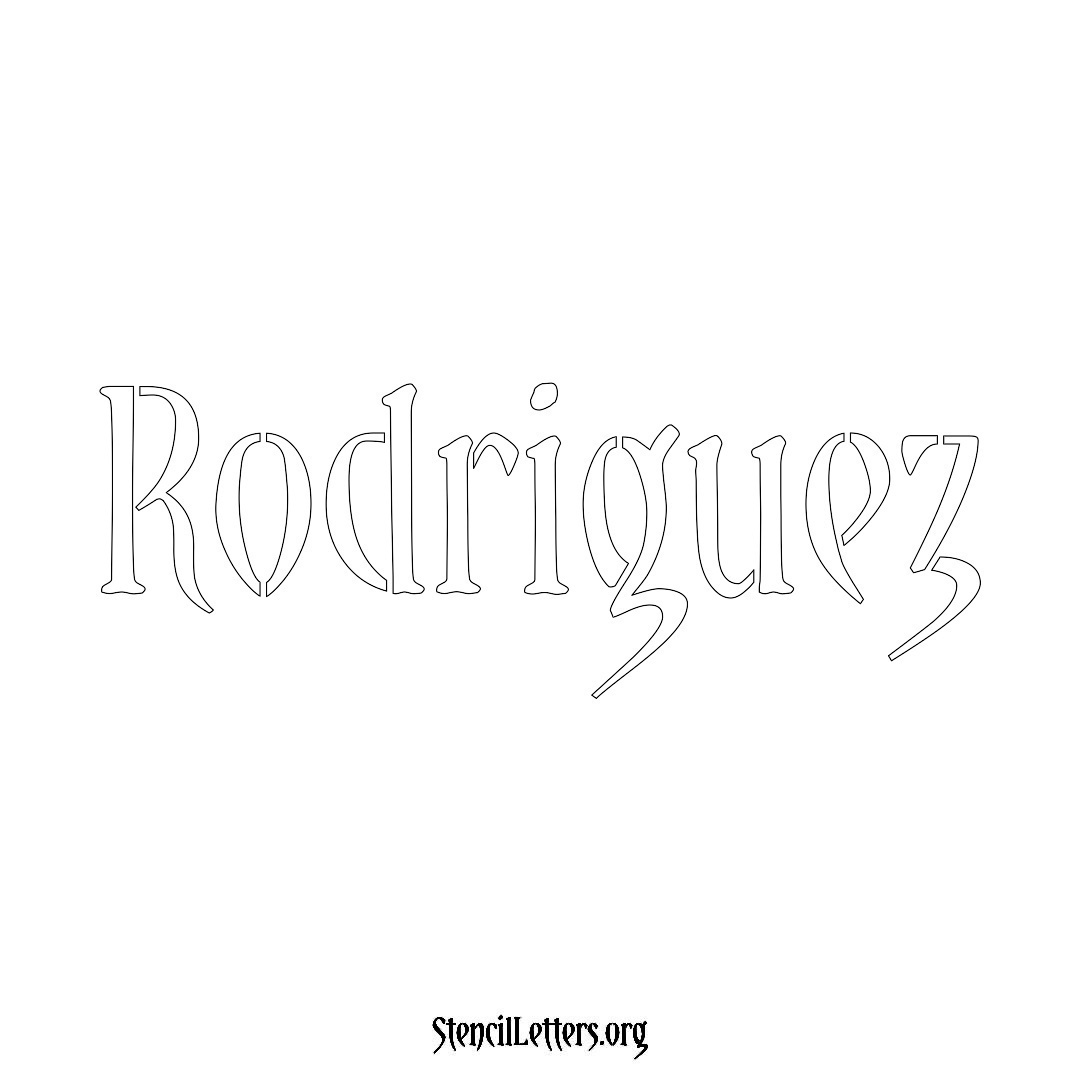 Rodriguez name stencil in Vintage Brush Lettering