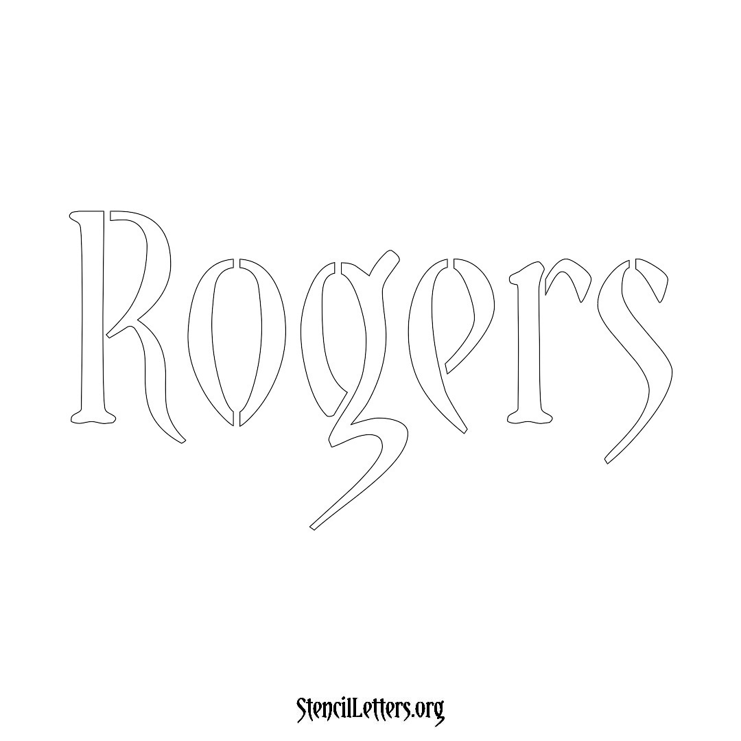 Rogers name stencil in Vintage Brush Lettering