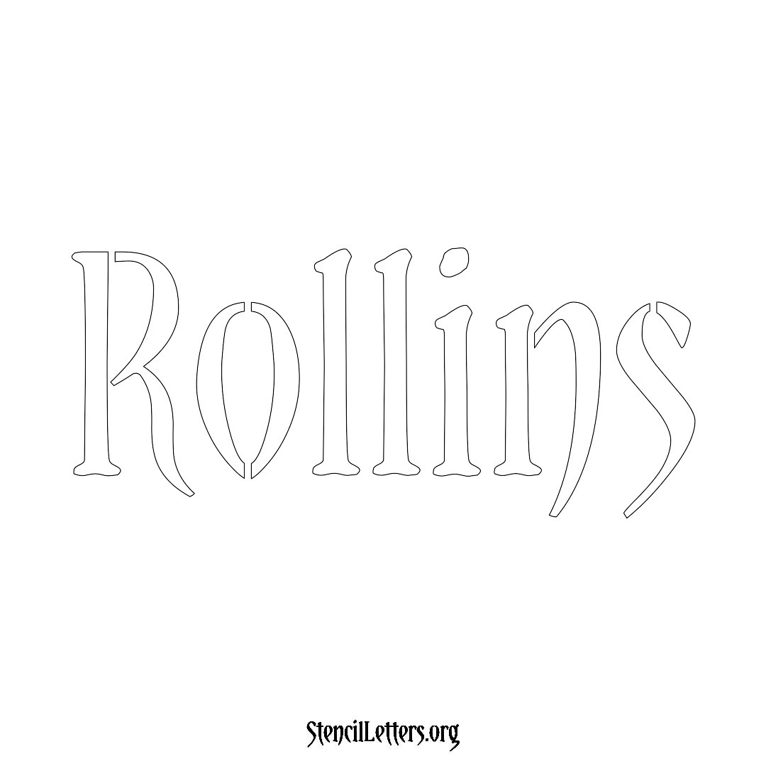 Rollins name stencil in Vintage Brush Lettering
