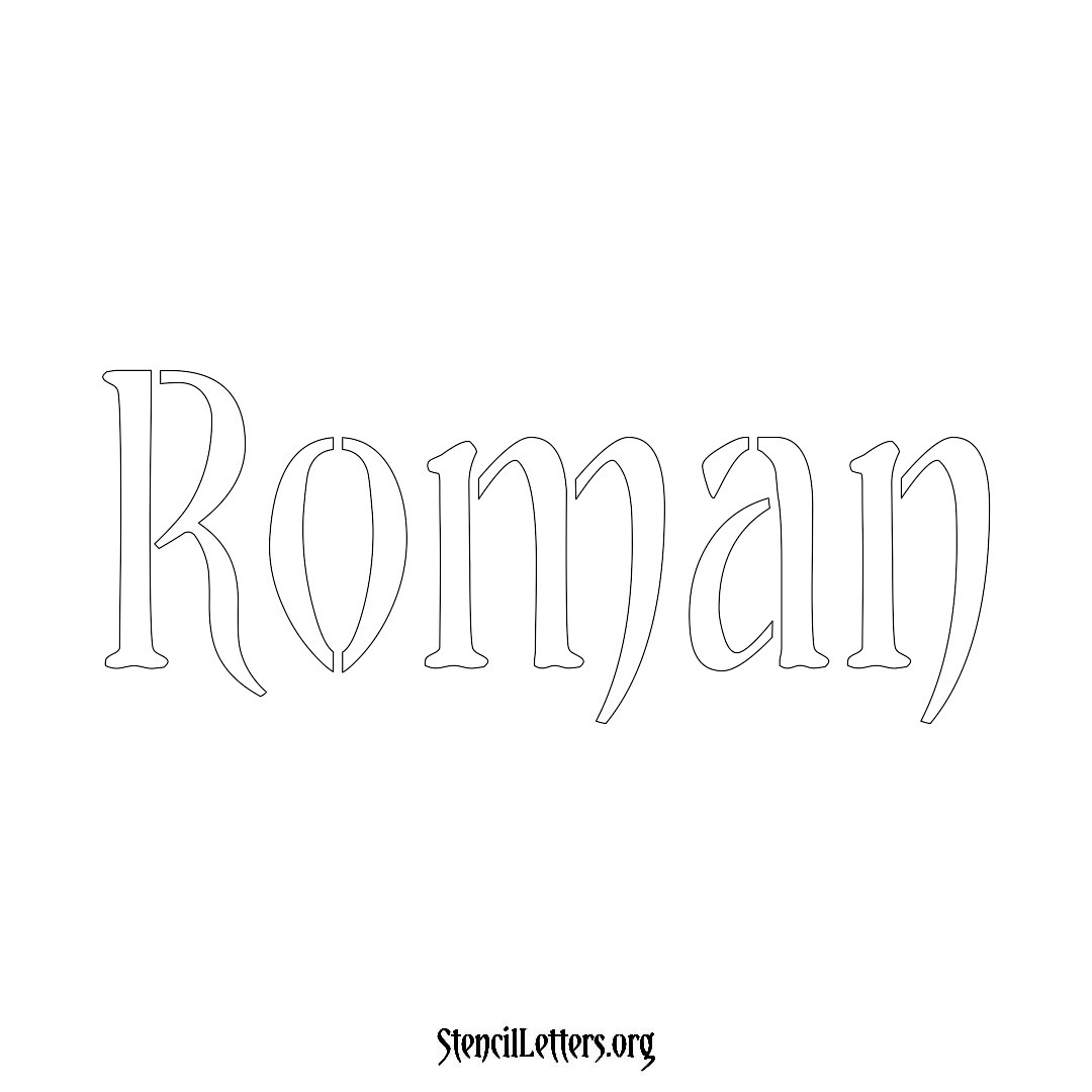 Roman name stencil in Vintage Brush Lettering