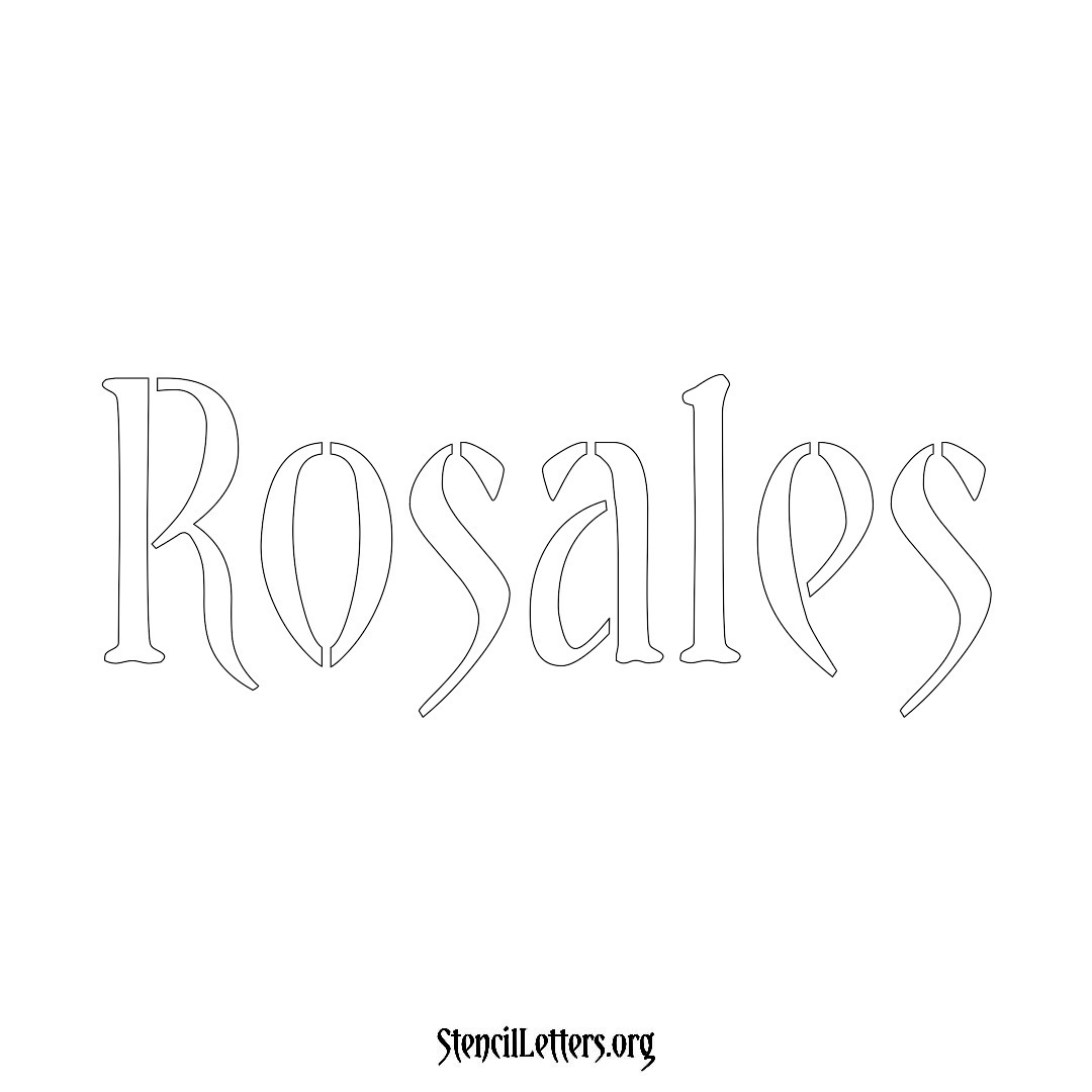 Rosales name stencil in Vintage Brush Lettering