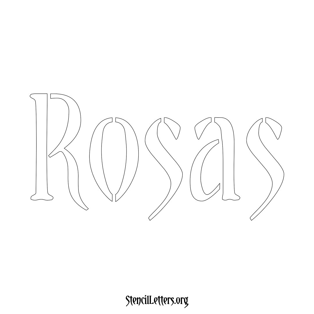 Rosas name stencil in Vintage Brush Lettering