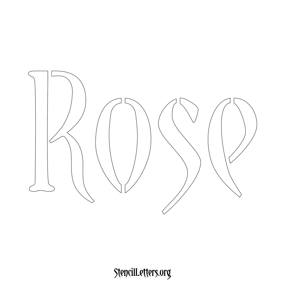 Rose name stencil in Vintage Brush Lettering