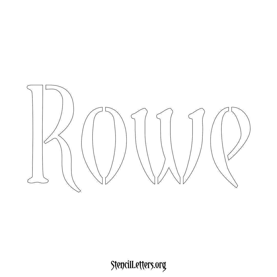 Rowe name stencil in Vintage Brush Lettering